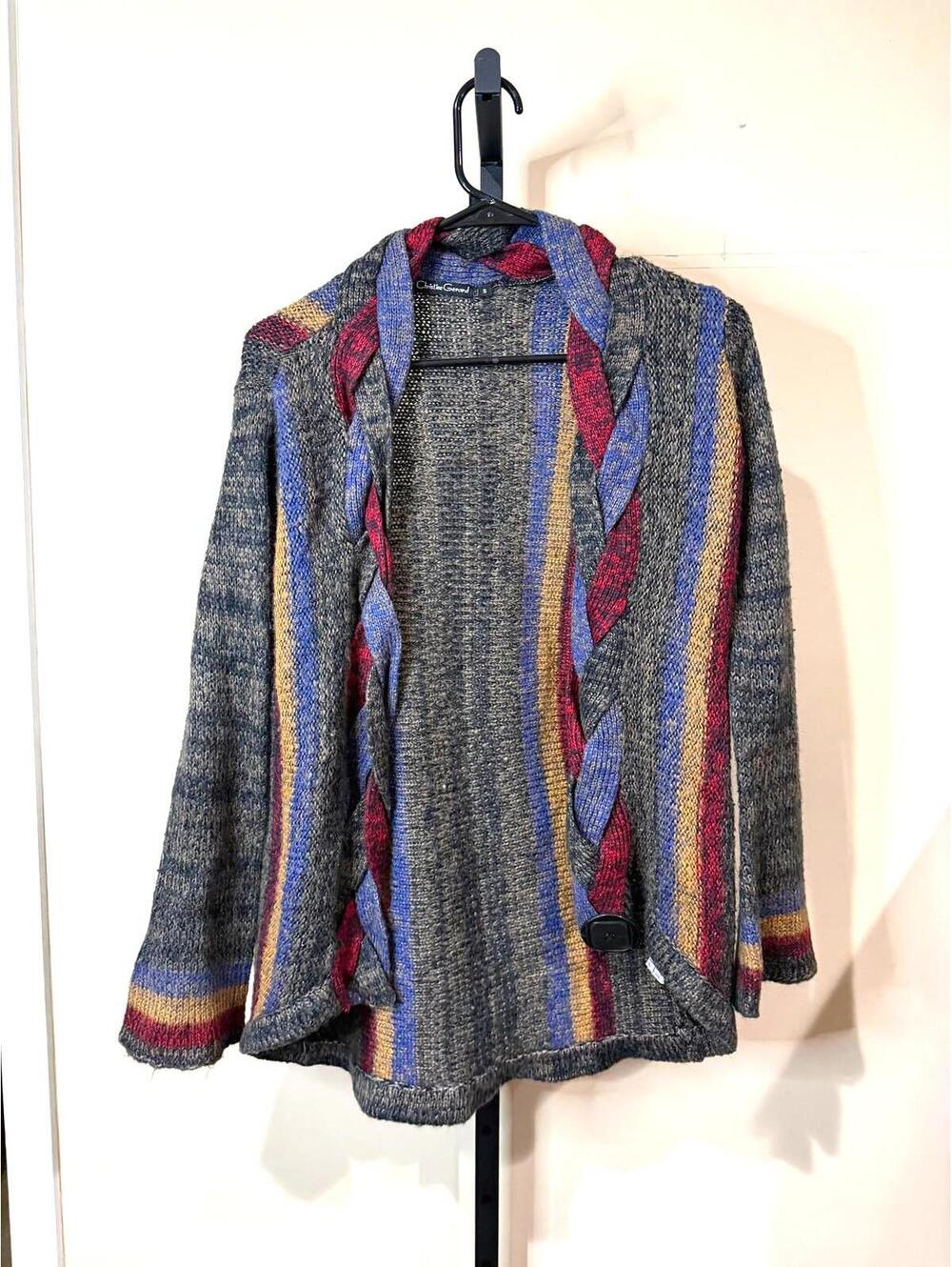 90s Christine Gerard Small Multicolor Striped Cardigan Sweater Small